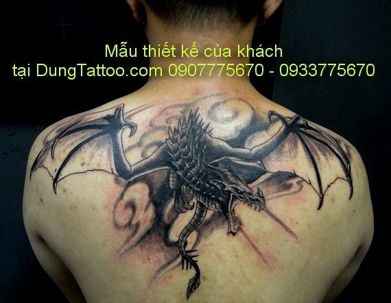 hinh xam rong chau au tren vai sau lung 3d tai dung tatoo 0907775670