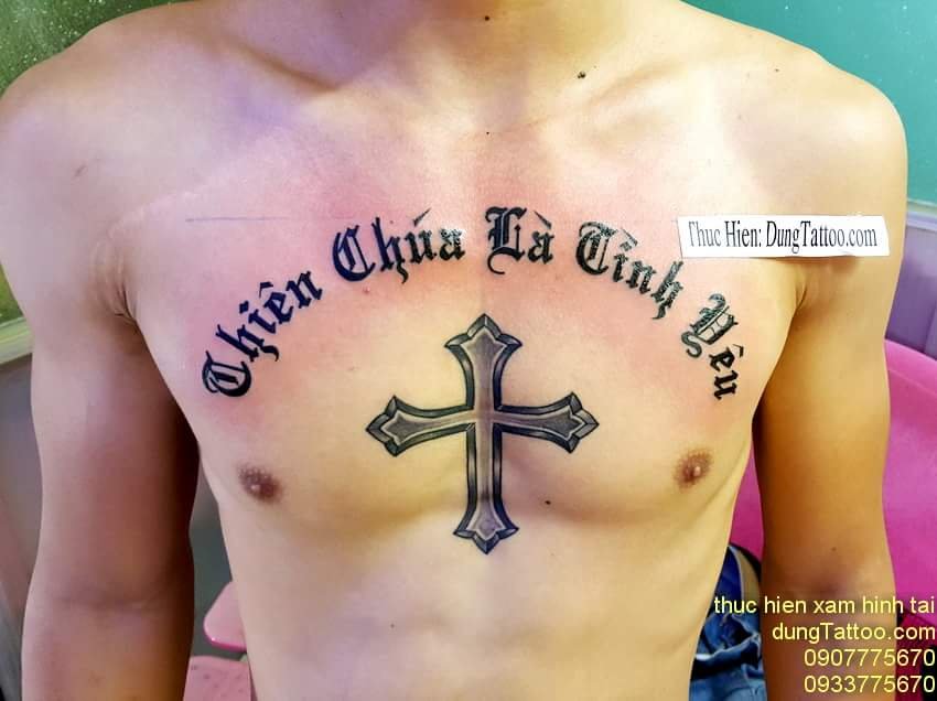 Hình xăm tôn giáo thánh giá chữ -thực hiện tại dũng 0907775670