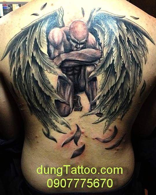Hình xăm full lưng thiên thần-thực hiện tại dũng 0907775670