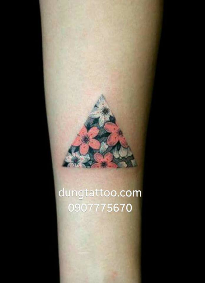 Hinh xam logo tam giac hoa