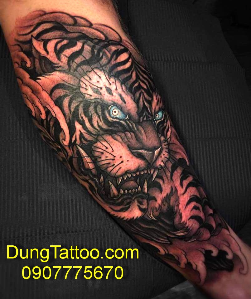 hinh xam dau cop canh tay 3d dep nhat dung tattoo thuc hien